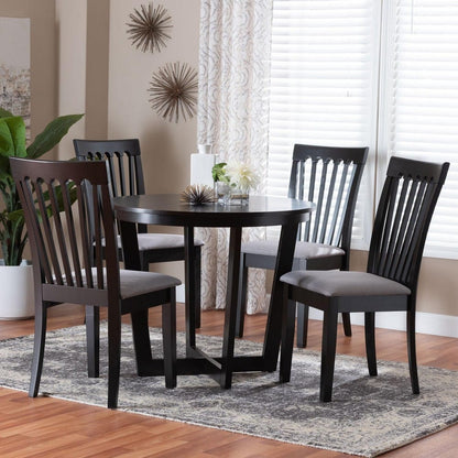 Baxton Studio - Nellie Dining Set in Grey/Dark Brown - Nellie-Grey/Dark Brown-5PC Dining Set view 8