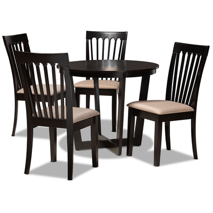 Baxton Studio - Nellie Dining Set in Sand/Dark Brown - Nellie-Sand/Dark Brown-5PC Dining Set view 1