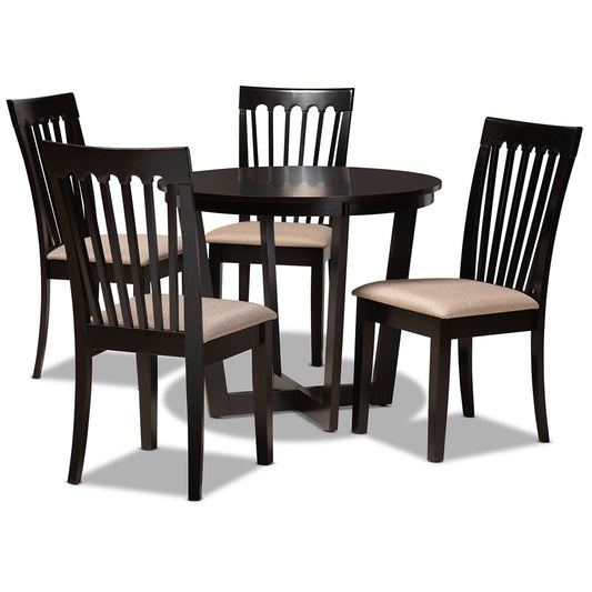 Baxton Studio - Nellie Dining Set in Sand/Dark Brown - Nellie-Sand/Dark Brown-5PC Dining Set view 1