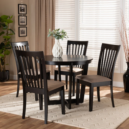 Baxton Studio - Nellie Dining Set in Sand/Dark Brown - Nellie-Sand/Dark Brown-5PC Dining Set view 7
