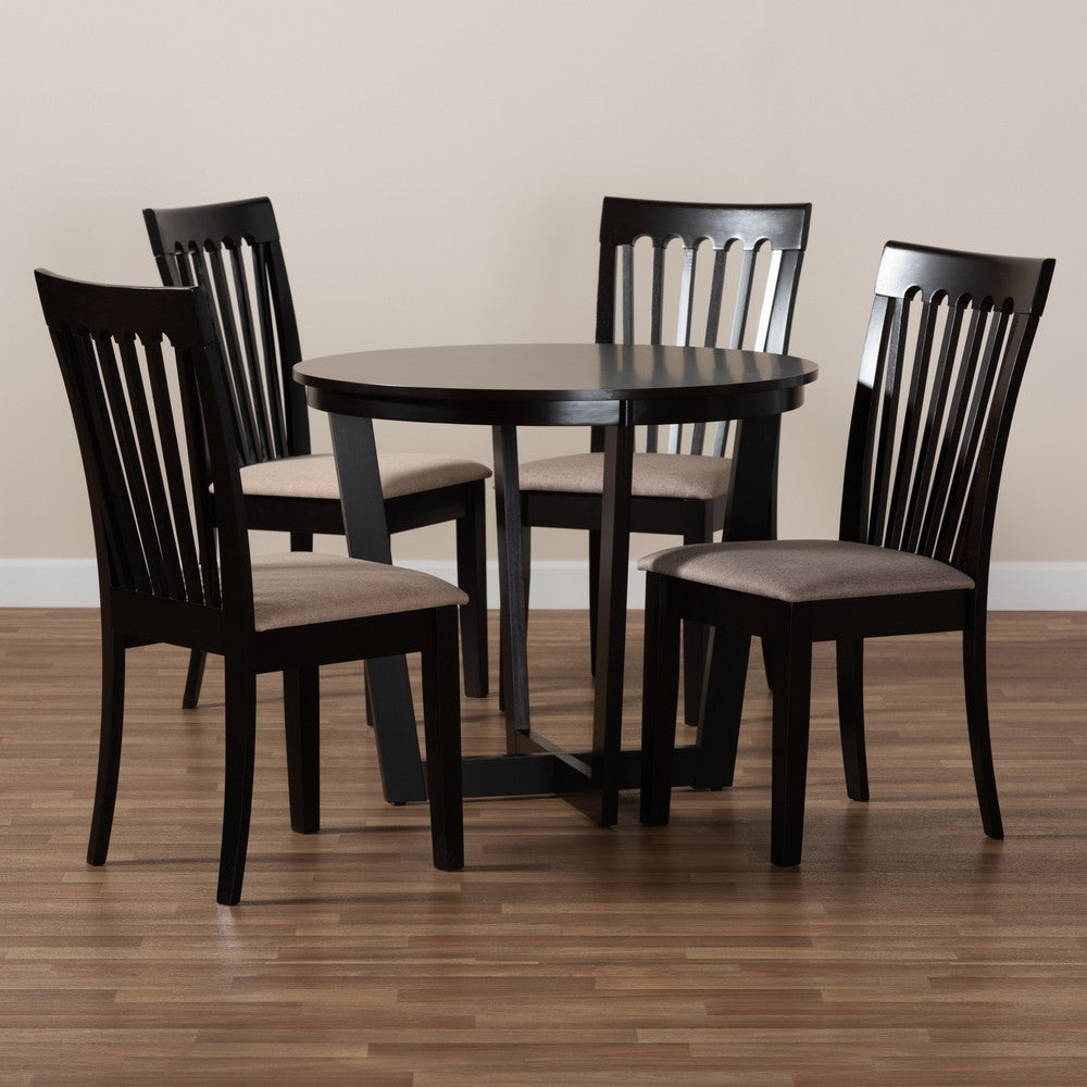 Baxton Studio - Nellie Dining Set in Sand/Dark Brown - Nellie-Sand/Dark Brown-5PC Dining Set view 8