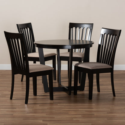 Baxton Studio - Nellie Dining Set in Sand/Dark Brown - Nellie-Sand/Dark Brown-5PC Dining Set view 8