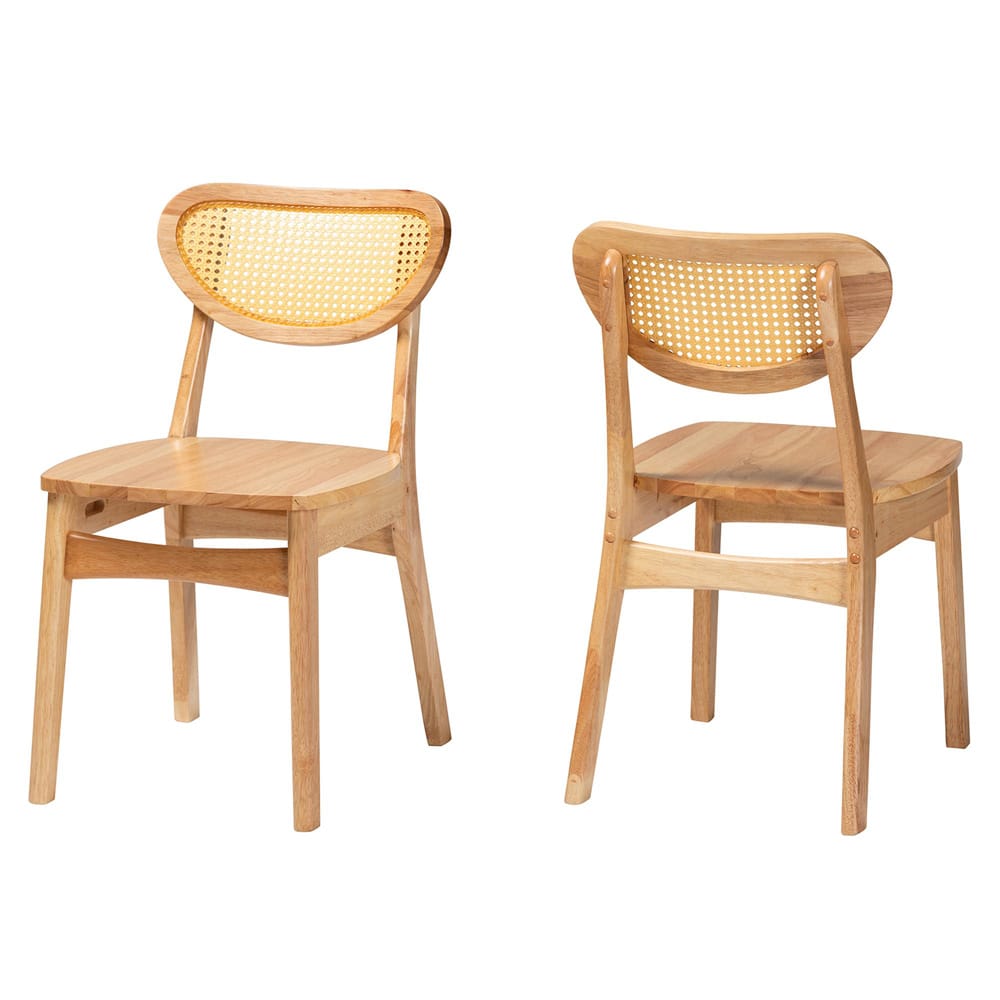 Baxton Studio - Nenet Set of 2 Dining Chairs in Oak Brown/Light Brown - RH256C-Natural Rattan/Natural Flat Seat-DC-2PK view 1