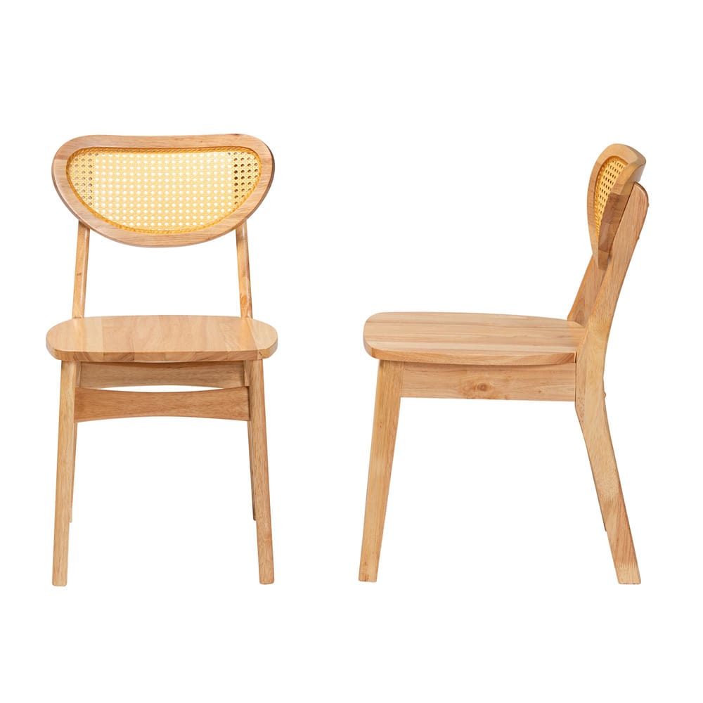 Baxton Studio - Nenet Set of 2 Dining Chairs in Oak Brown/Light Brown - RH256C-Natural Rattan/Natural Flat Seat-DC-2PK view 3