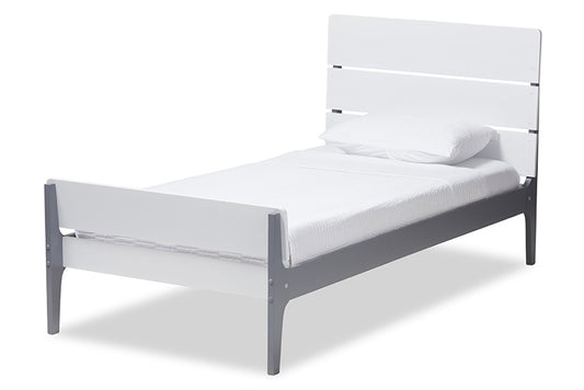 Baxton Studio - Nereida Twin Size Bed - HT1703-White/Grey-Twin view 1