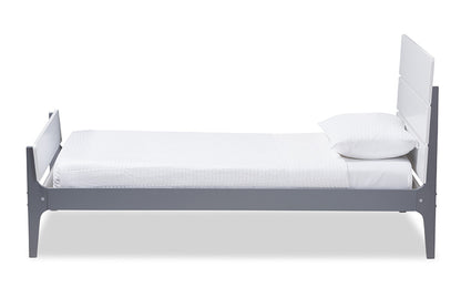 Baxton Studio - Nereida Twin Size Bed - HT1703-White/Grey-Twin view 2