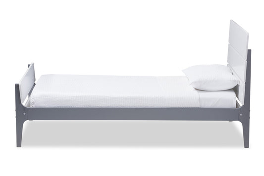 Baxton Studio - Nereida Twin Size Bed - HT1703-White/Grey-Twin view 2