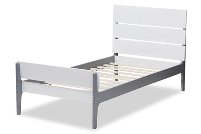 Baxton Studio - Nereida Twin Size Bed - HT1703-White/Grey-Twin view 3