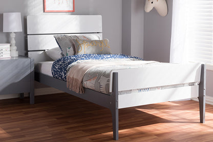 Baxton Studio - Nereida Twin Size Bed - HT1703-White/Grey-Twin view 5