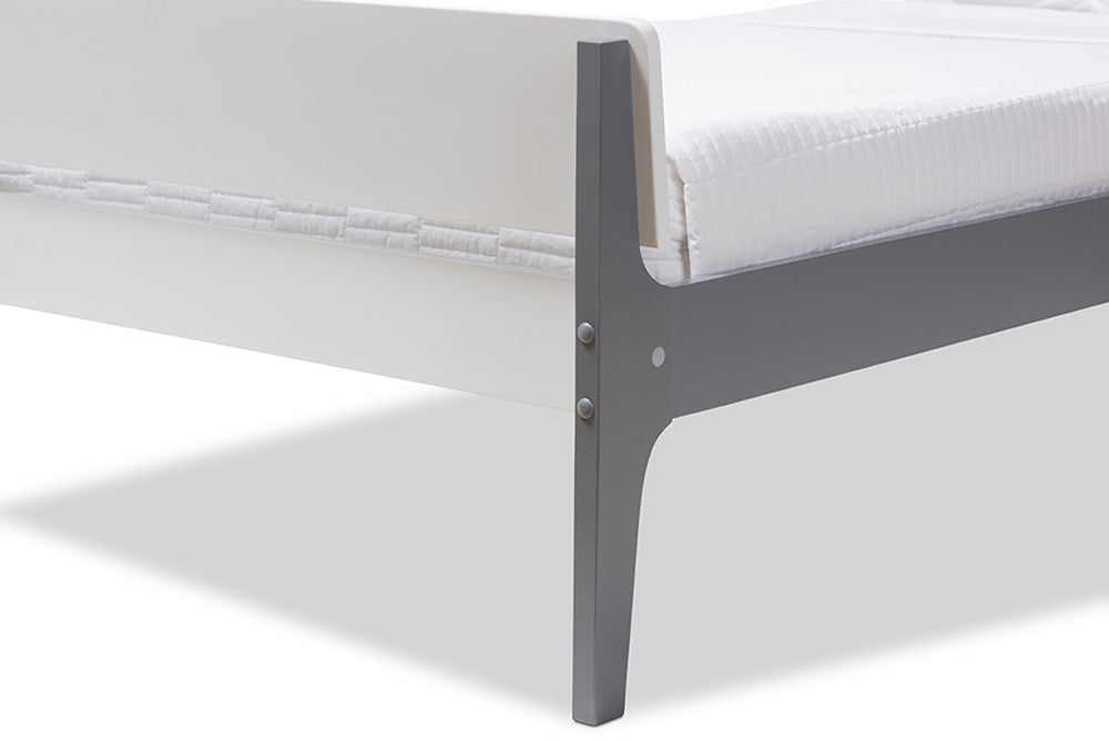 Baxton Studio - Nereida Twin Size Bed - HT1703-White/Grey-Twin view 6