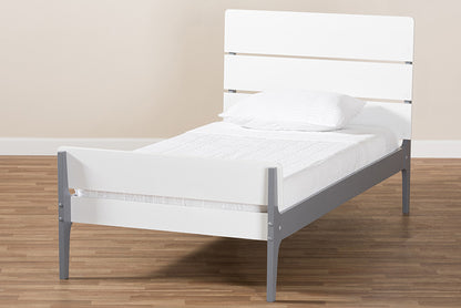 Baxton Studio - Nereida Twin Size Bed - HT1703-White/Grey-Twin view 7