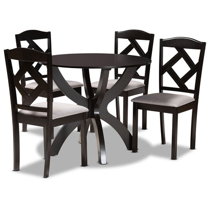 Baxton Studio - Nesa Dining Set in Grey/Dark Brown - Nesa-Grey/Dark Brown-5PC Dining Set view 1