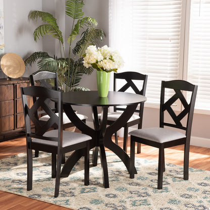 Baxton Studio - Nesa Dining Set in Grey/Dark Brown - Nesa-Grey/Dark Brown-5PC Dining Set view 8