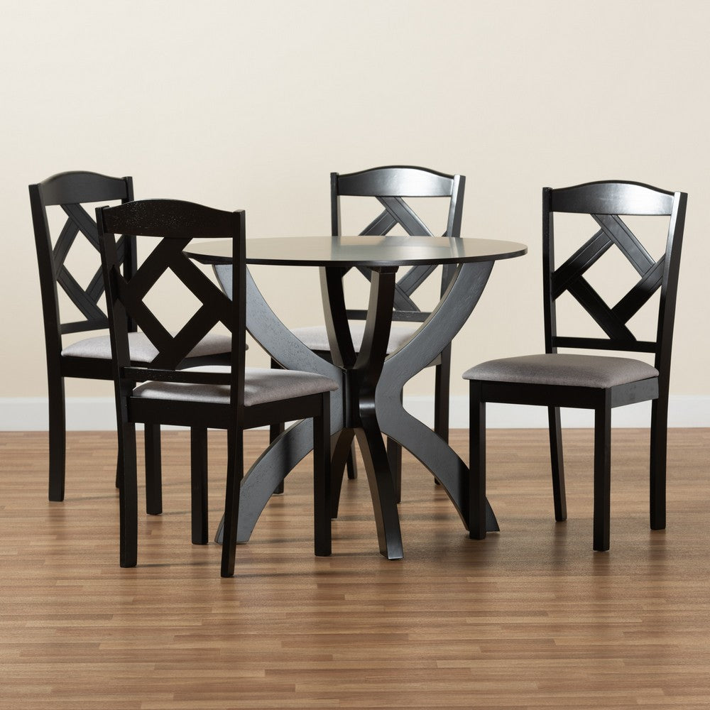 Baxton Studio - Nesa Dining Set in Grey/Dark Brown - Nesa-Grey/Dark Brown-5PC Dining Set view 9