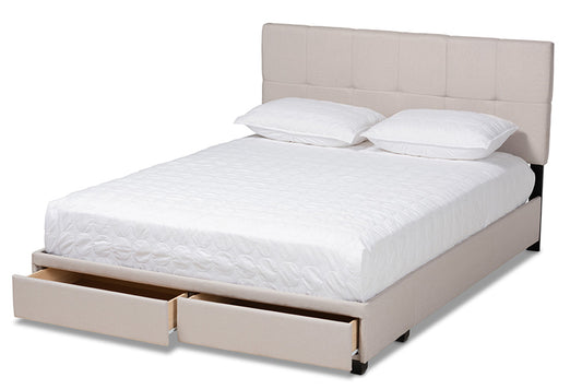 Baxton Studio - Netti King Size Bed - Netti-Beige-King view 2