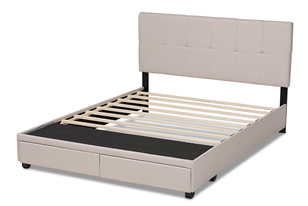 Baxton Studio - Netti King Size Bed - Netti-Beige-King view 4