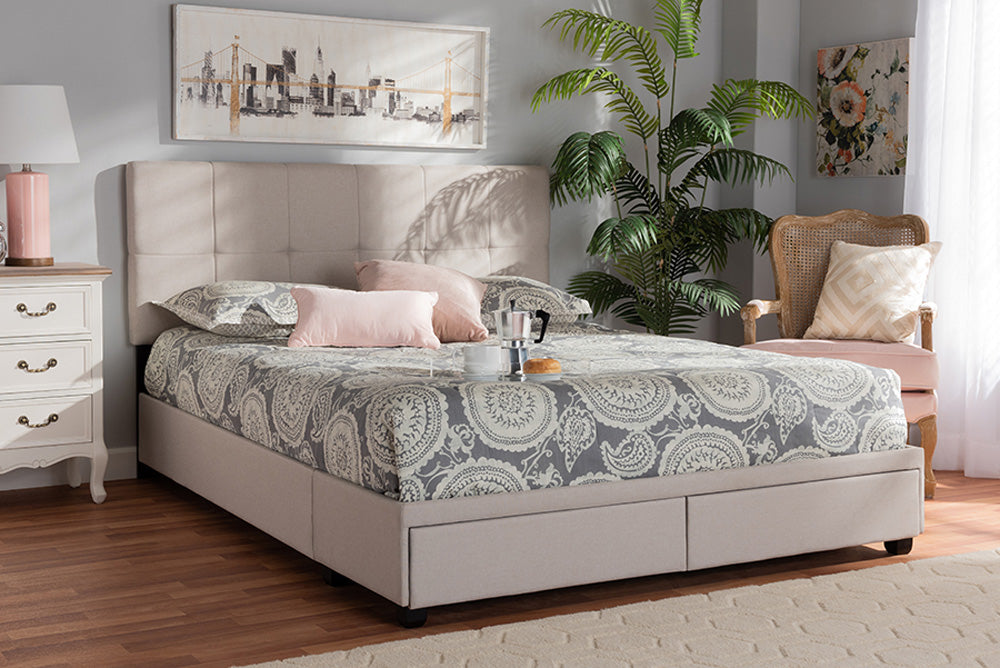 Baxton Studio - Netti King Size Bed - Netti-Beige-King view 5