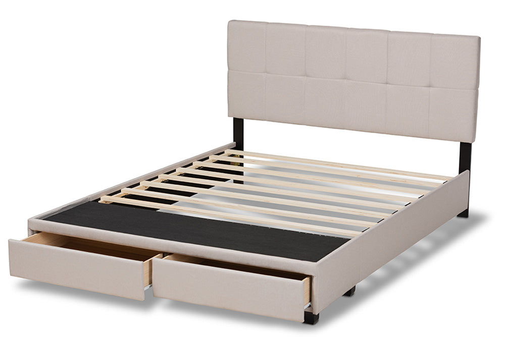 Baxton Studio - Netti King Size Bed - Netti-Beige-King view 6