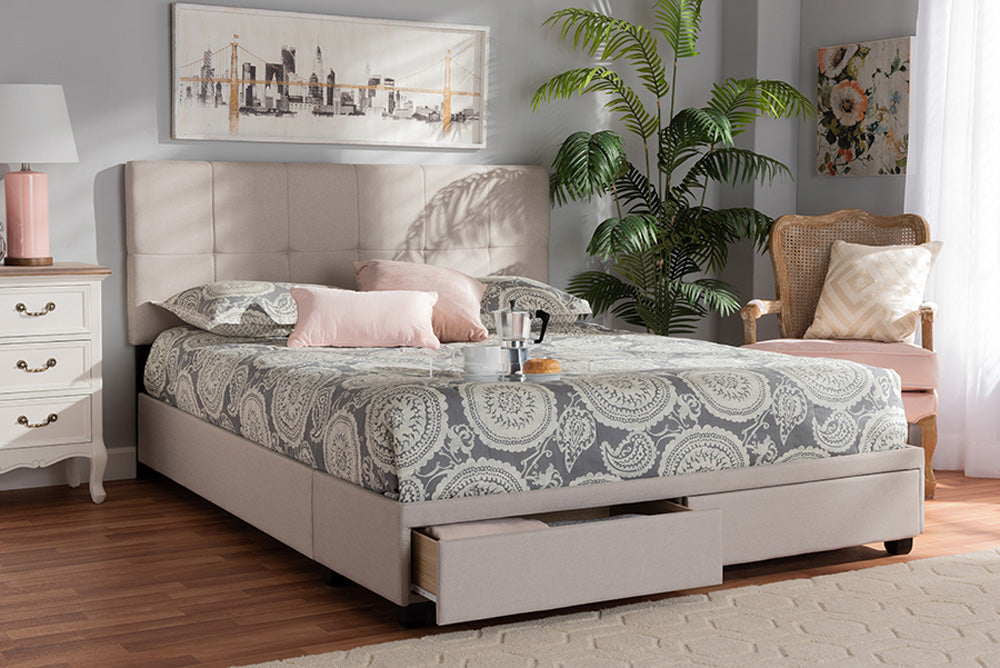 Baxton Studio - Netti King Size Bed - Netti-Beige-King view 10