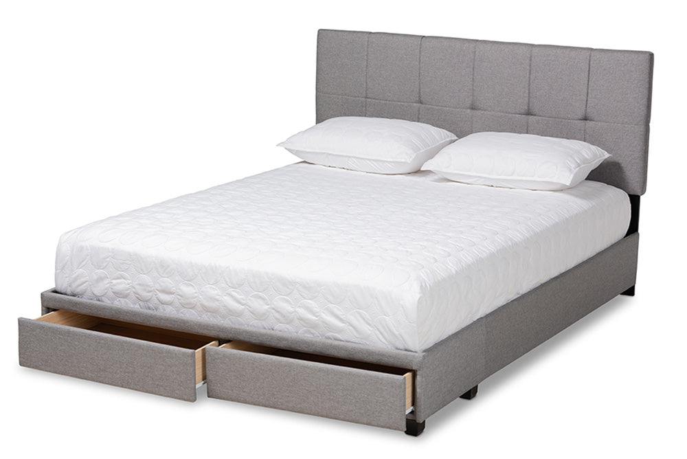 Baxton Studio - Netti King Size Bed - Netti-Grey-King view 2