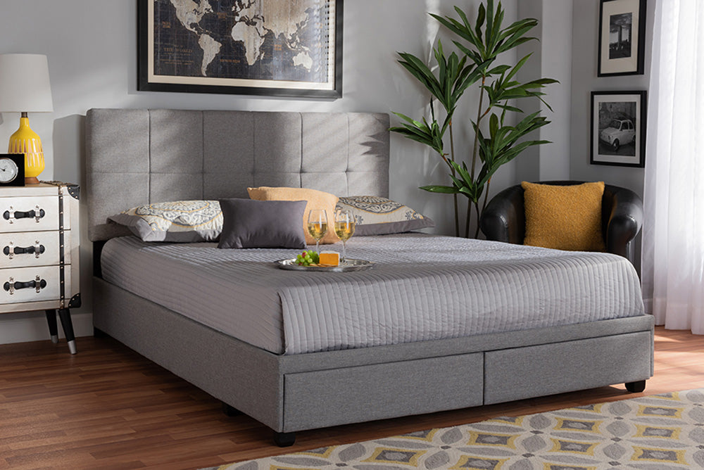 Baxton Studio - Netti King Size Bed - Netti-Grey-King view 5