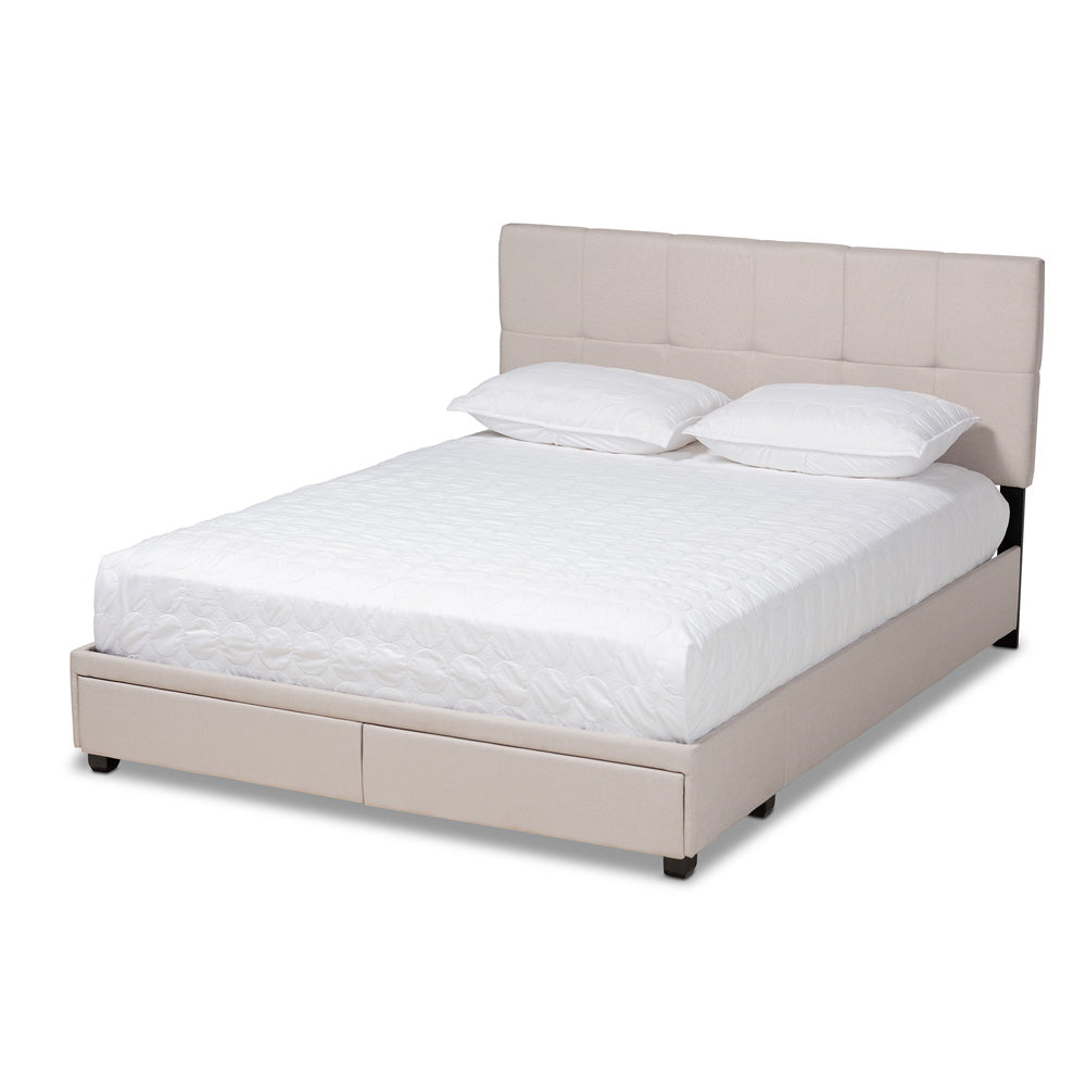Baxton Studio - Netti Queen Size Bed in Beige/Black - Netti-Beige-Queen view 1