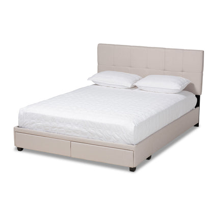Baxton Studio - Netti Queen Size Bed in Beige/Black - Netti-Beige-Queen view 1