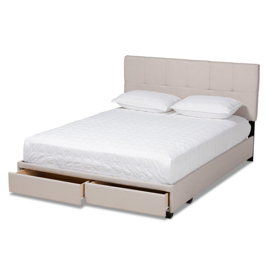 Baxton Studio - Netti Queen Size Bed in Beige/Black - Netti-Beige-Queen view 2