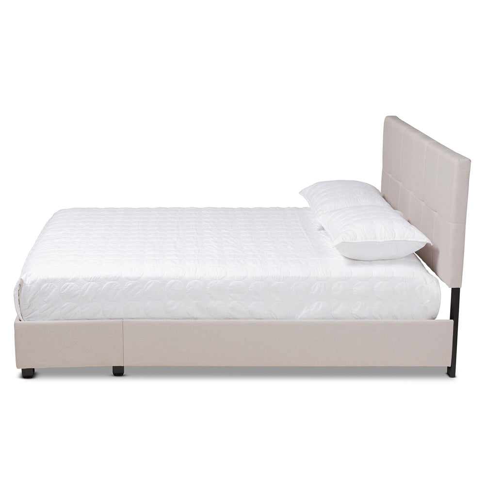 Baxton Studio - Netti Queen Size Bed in Beige/Black - Netti-Beige-Queen view 3