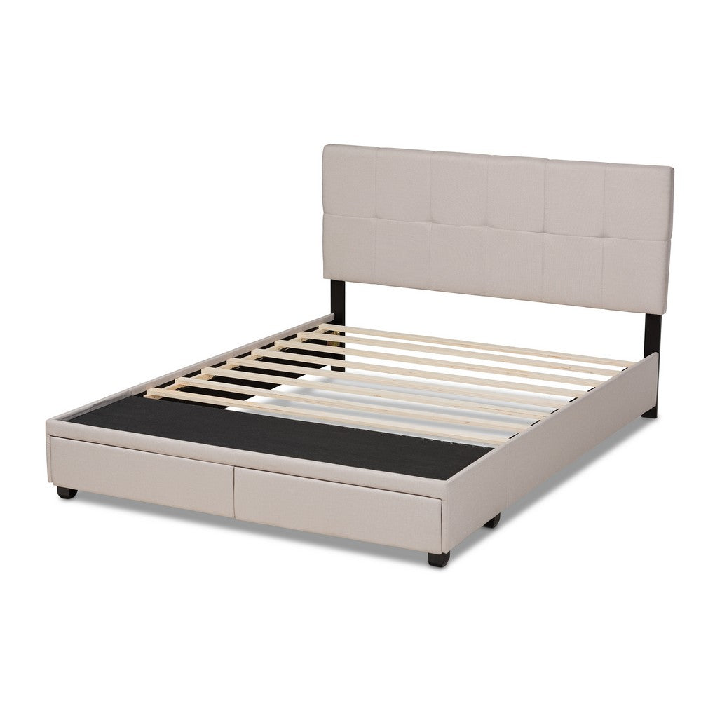 Baxton Studio - Netti Queen Size Bed in Beige/Black - Netti-Beige-Queen view 4