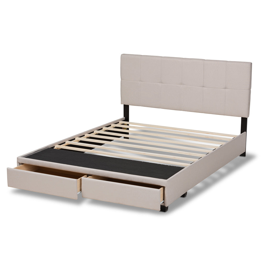 Baxton Studio - Netti Queen Size Bed in Beige/Black - Netti-Beige-Queen view 5