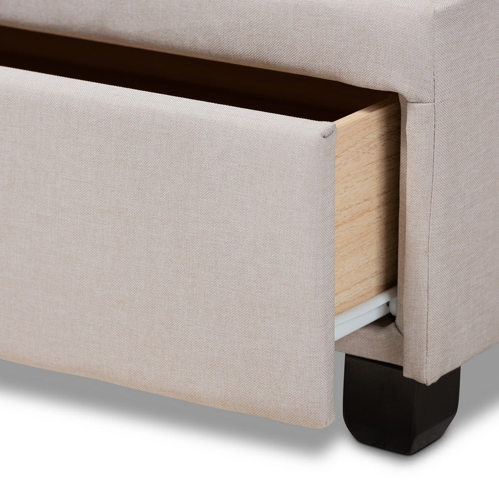 Baxton Studio - Netti Queen Size Bed in Beige/Black - Netti-Beige-Queen view 7
