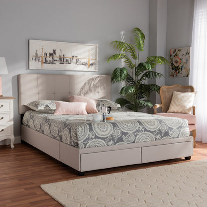Baxton Studio - Netti Queen Size Bed in Beige/Black - Netti-Beige-Queen view 8