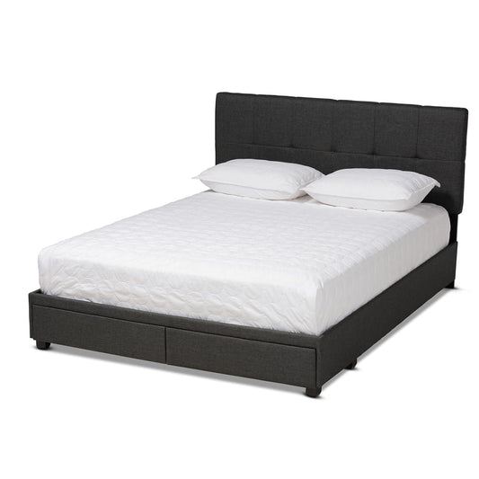 Baxton Studio - Netti Queen Size Bed in Dark Grey/Black - Netti-Charcoal Grey-Queen view 1
