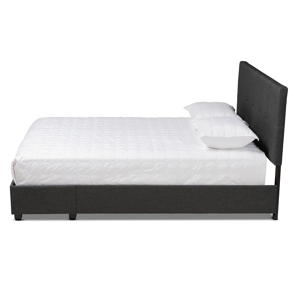 Baxton Studio - Netti Queen Size Bed in Dark Grey/Black - Netti-Charcoal Grey-Queen view 3