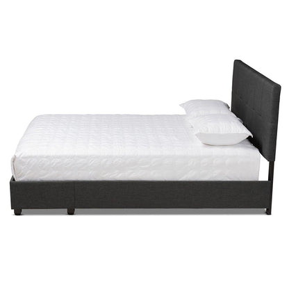 Baxton Studio - Netti Queen Size Bed in Dark Grey/Black - Netti-Charcoal Grey-Queen view 3