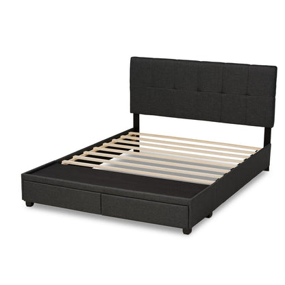 Baxton Studio - Netti Queen Size Bed in Dark Grey/Black - Netti-Charcoal Grey-Queen view 4