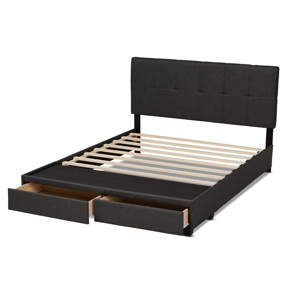 Baxton Studio - Netti Queen Size Bed in Dark Grey/Black - Netti-Charcoal Grey-Queen view 5