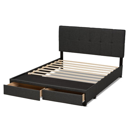 Baxton Studio - Netti Queen Size Bed in Dark Grey/Black - Netti-Charcoal Grey-Queen view 5