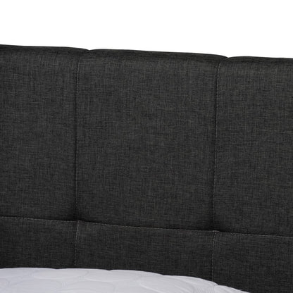 Baxton Studio - Netti Queen Size Bed in Dark Grey/Black - Netti-Charcoal Grey-Queen view 6