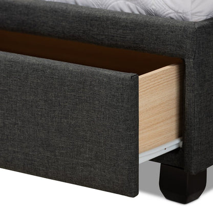 Baxton Studio - Netti Queen Size Bed in Dark Grey/Black - Netti-Charcoal Grey-Queen view 7