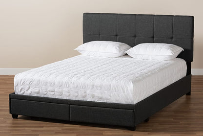 Baxton Studio - Netti Queen Size Bed in Dark Grey/Black - Netti-Charcoal Grey-Queen view 10