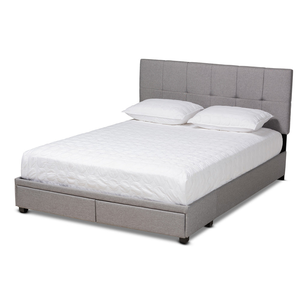 Baxton Studio - Netti Queen Size Bed in Light Grey/Black - Netti-Grey-Queen view 1