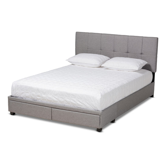 Baxton Studio - Netti Queen Size Bed in Light Grey/Black - Netti-Grey-Queen view 1