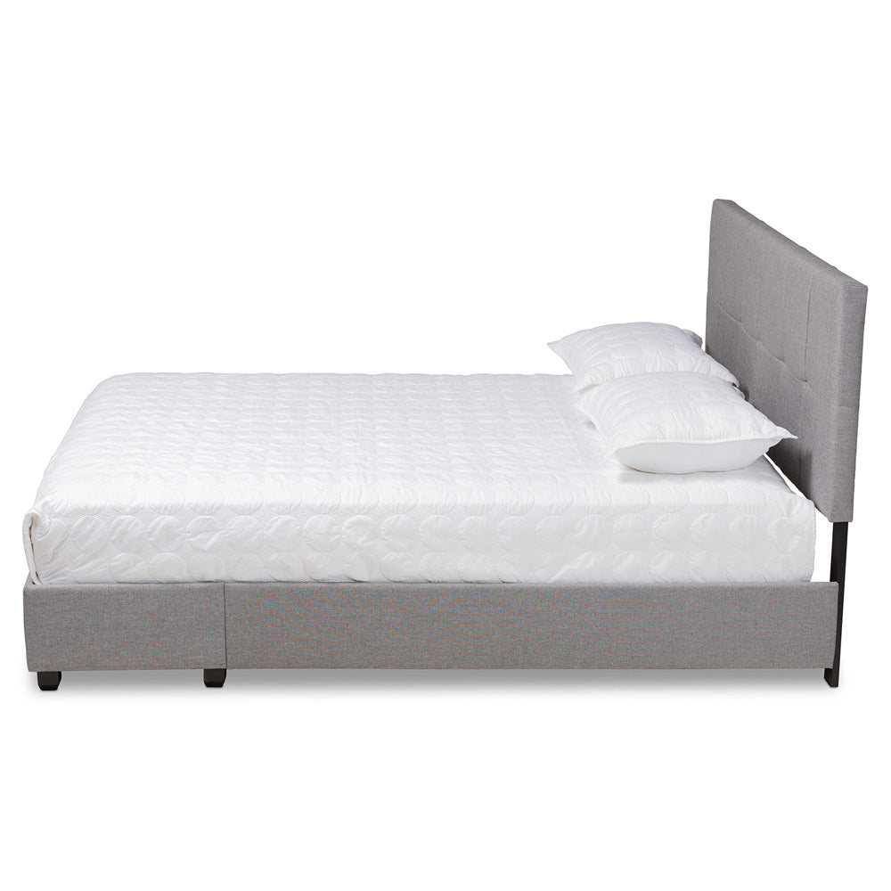 Baxton Studio - Netti Queen Size Bed in Light Grey/Black - Netti-Grey-Queen view 3