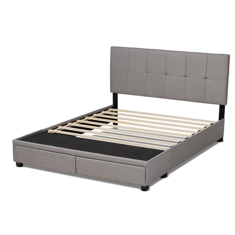 Baxton Studio - Netti Queen Size Bed in Light Grey/Black - Netti-Grey-Queen view 4