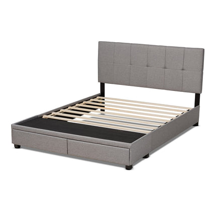 Baxton Studio - Netti Queen Size Bed in Light Grey/Black - Netti-Grey-Queen view 4