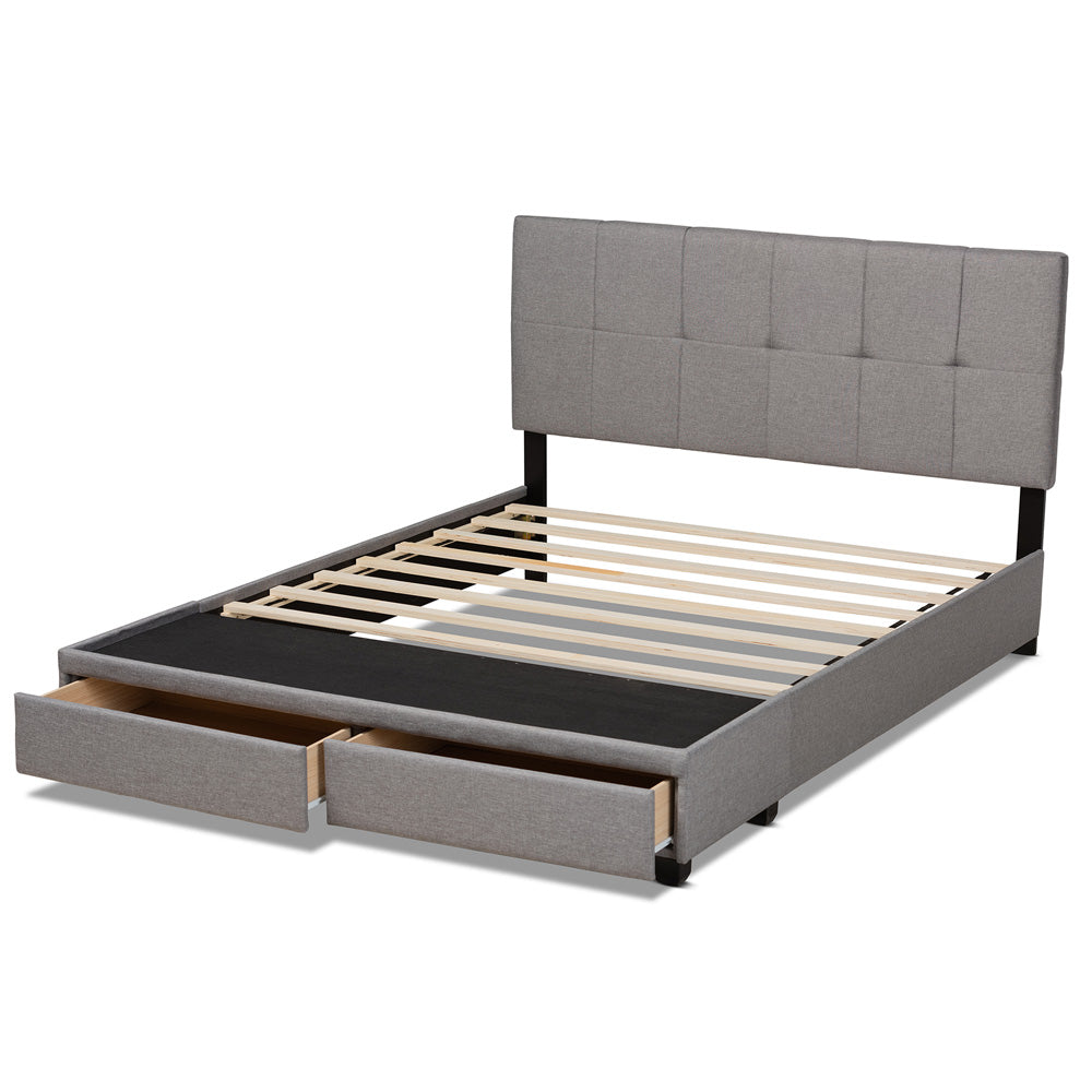 Baxton Studio - Netti Queen Size Bed in Light Grey/Black - Netti-Grey-Queen view 5