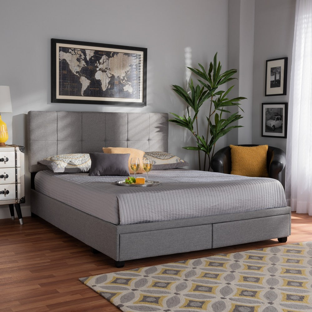 Baxton Studio - Netti Queen Size Bed in Light Grey/Black - Netti-Grey-Queen view 8