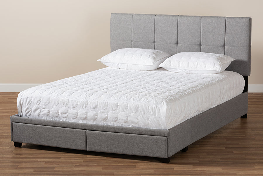 Baxton Studio - Netti Queen Size Bed in Light Grey/Black - Netti-Grey-Queen view 10